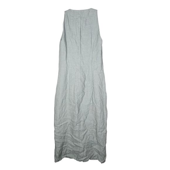 Vintage Giorgio Armani 4 Slate Blue Midi Linen Button Up Dress Lagenlook Coastal - Picture 2 of 4